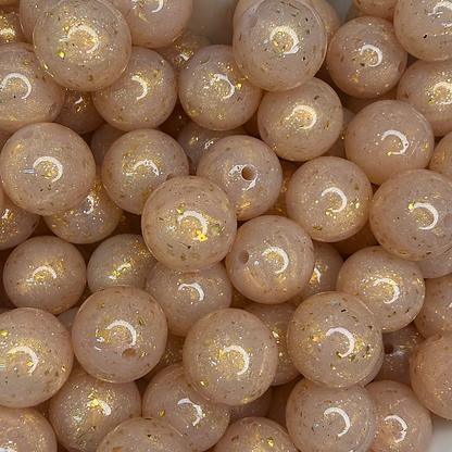15mm Champagne Gold Glossy Glitter Beads