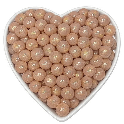 15mm Champagne Gold Glossy Glitter Beads