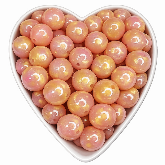15mm Sangria Glossy Glitter Swirl Beads