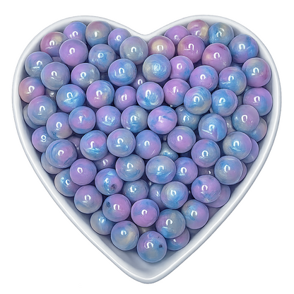 15mm Blue Raspberry Surprise Glossy Glitter Swirl Beads