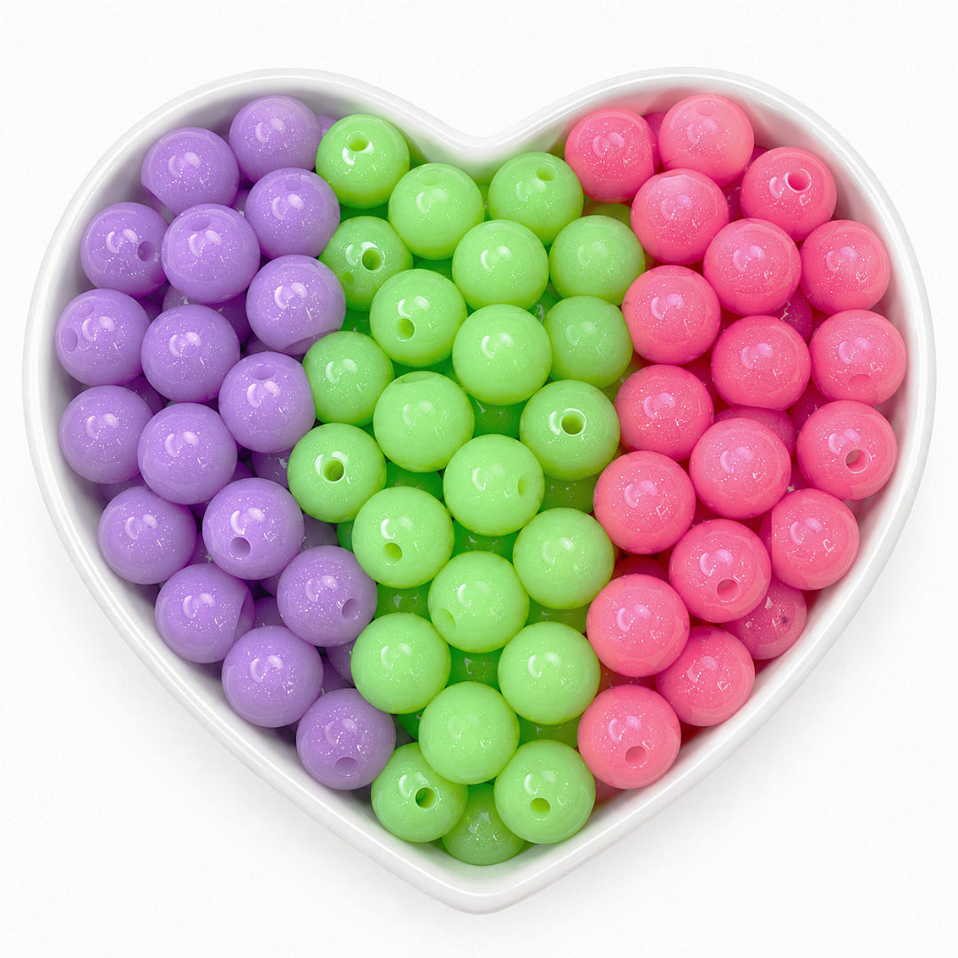 15mm Glitter Jelly Silicone Beads