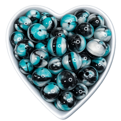 15mm Twilight Glossy Swirl Beads
