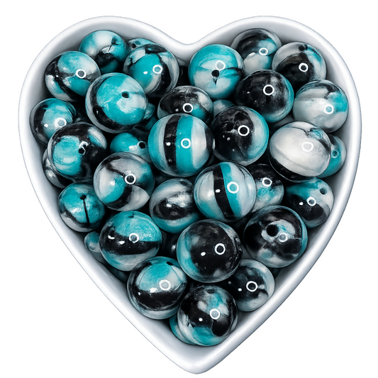 15mm Twilight Glossy Swirl Beads