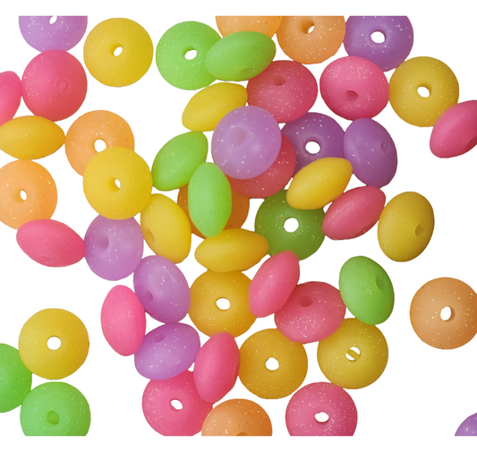 12mm Neon Glitter Lentils (20 Pack)