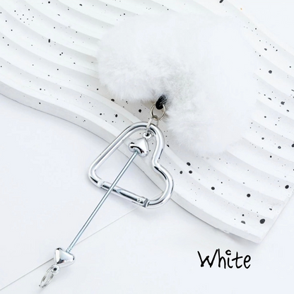 Heart Beadable Keychains w/ Large Pom Pom Heart