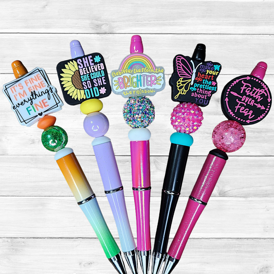 1X Inspirational Custom Design Beaded Pens