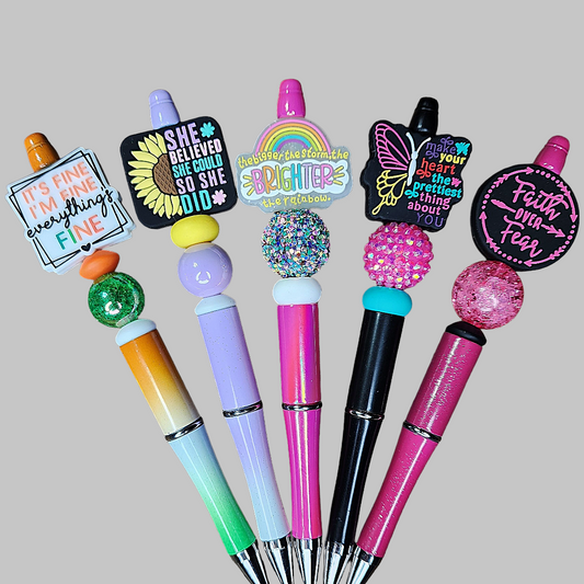 1X Inspirational Custom Design Beaded Pens