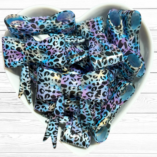 Blue Raspberry Surprise Leopard Large Bow Focal