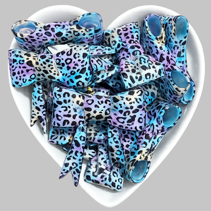 Blue Raspberry Surprise Leopard Large Bow Focal