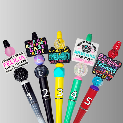 Funny, Sarcastic, Adult Humor Beaded Pens 1A