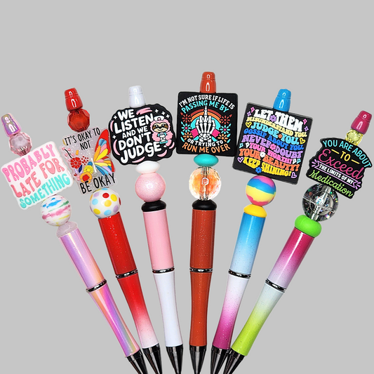 2X Inspirational Custom Design Beaded Pens