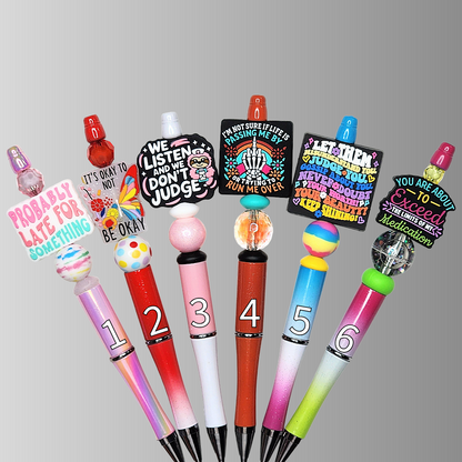 2X Inspirational Custom Design Beaded Pens