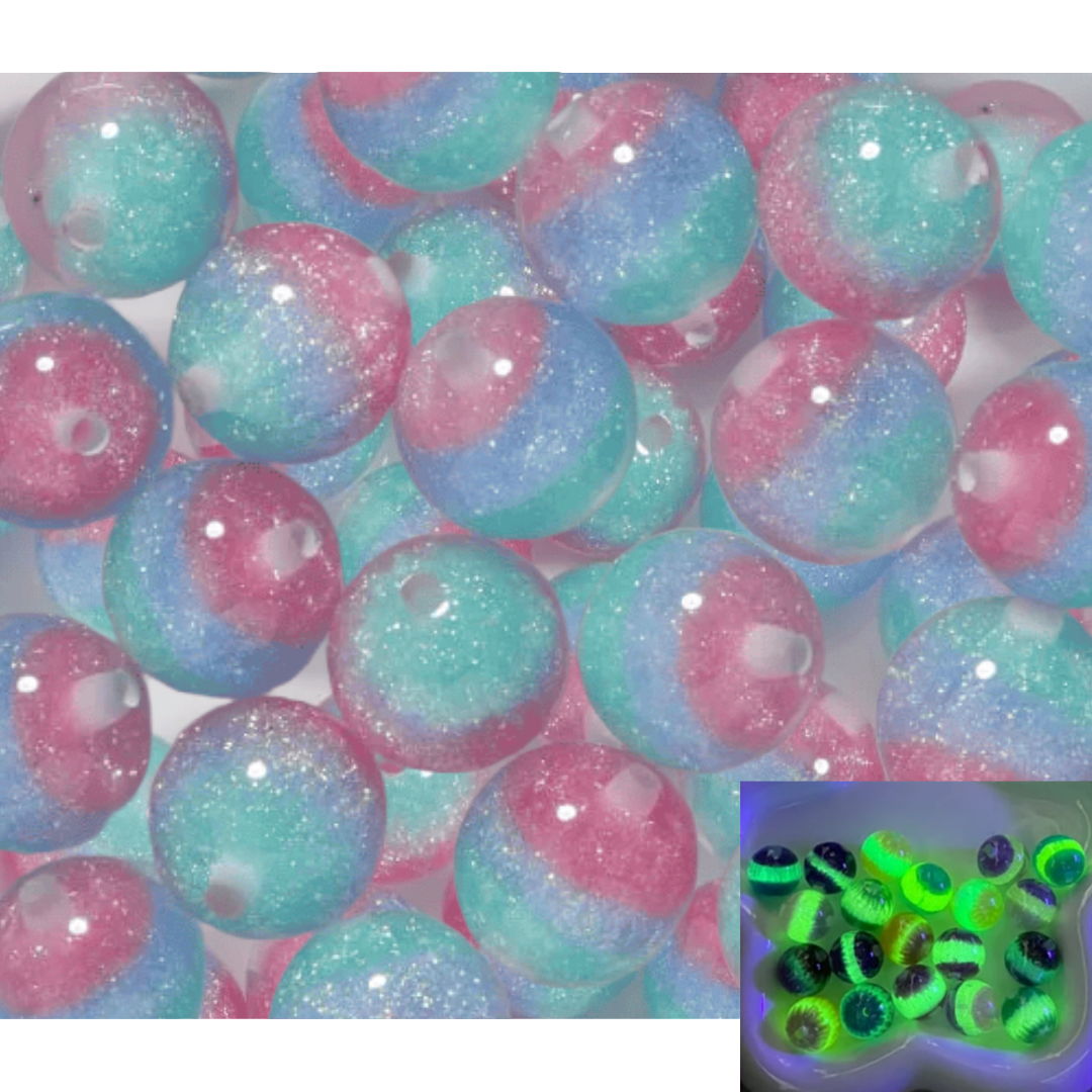 16mm Cotton Candy Dream Glow-in-the Dark Beads