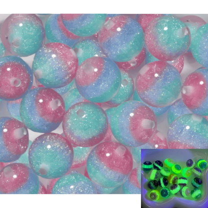 16mm Cotton Candy Dream Glow-in-the Dark Beads