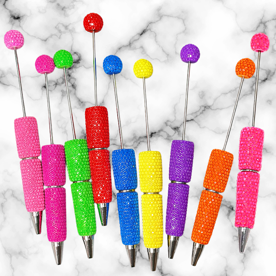Neon Rhinestone Clay Beadable Pen Blanks