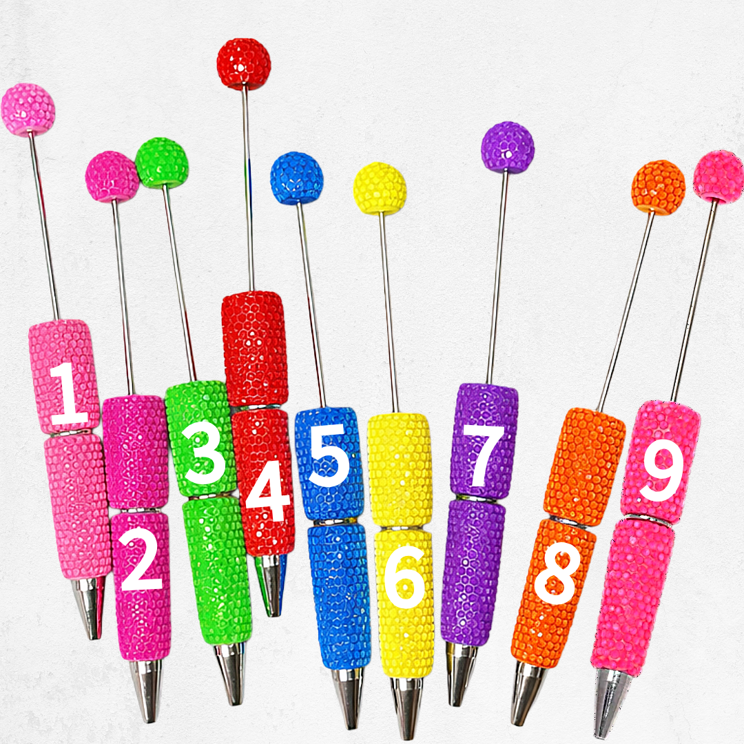Neon Rhinestone Clay Beadable Pen Blanks