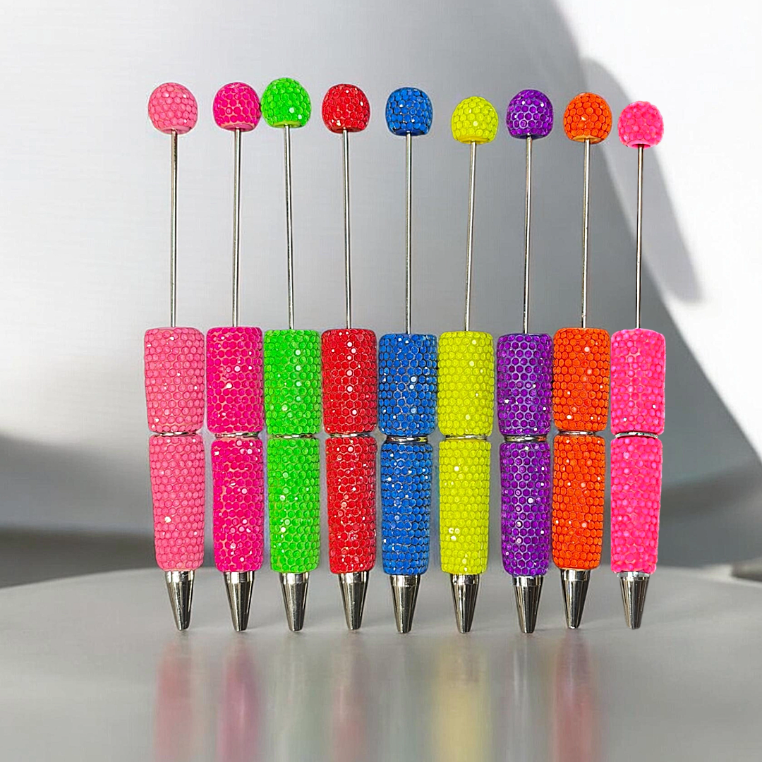 Neon Rhinestone Clay Beadable Pen Blanks