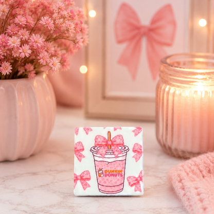 Coffee Drink with Pink Bow