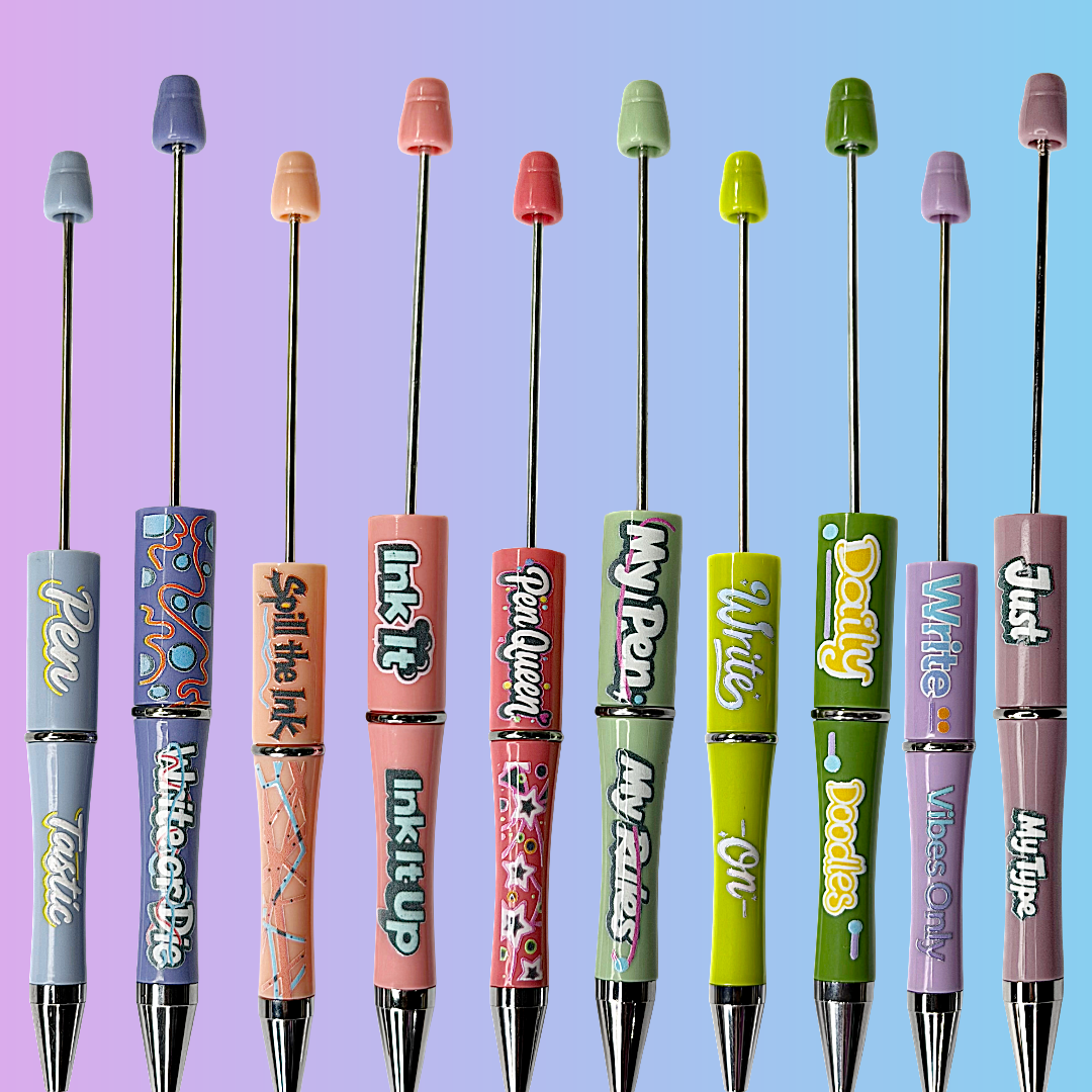 Cute Printed Sayings Beadable Pens