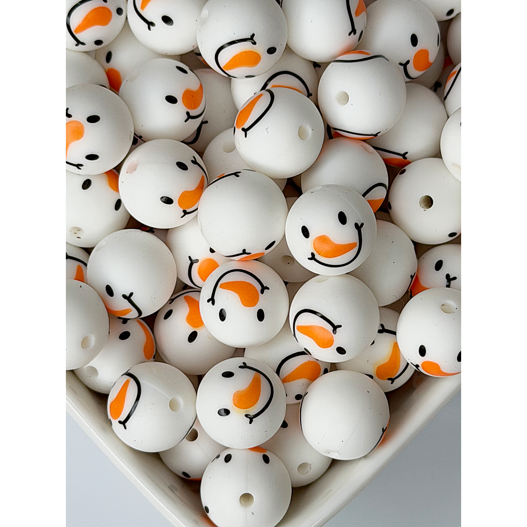 15mm Snowman Face Silicone Beads
