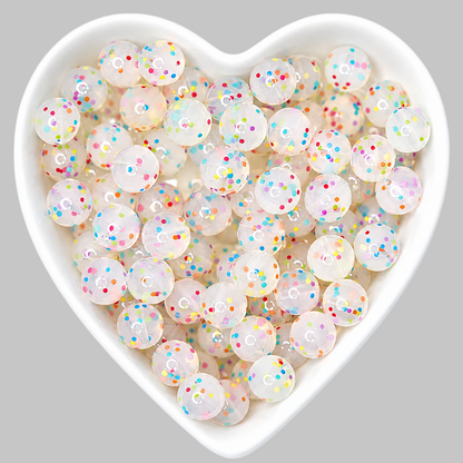 15mm Rainbow Dots Clear Silicone Beads