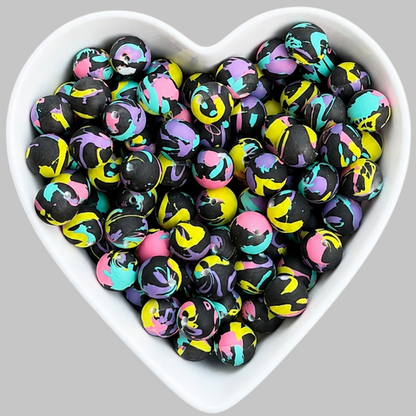 15mm Different Strokes Silicone Beads