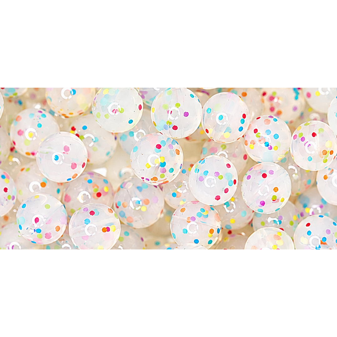15mm Rainbow Dots Clear Silicone Beads