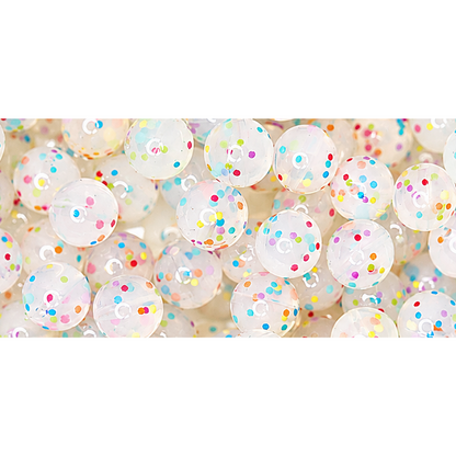15mm Rainbow Dots Clear Silicone Beads