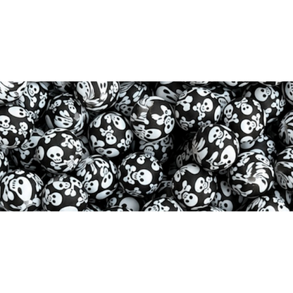 15mm Skull Print Silicone Beads