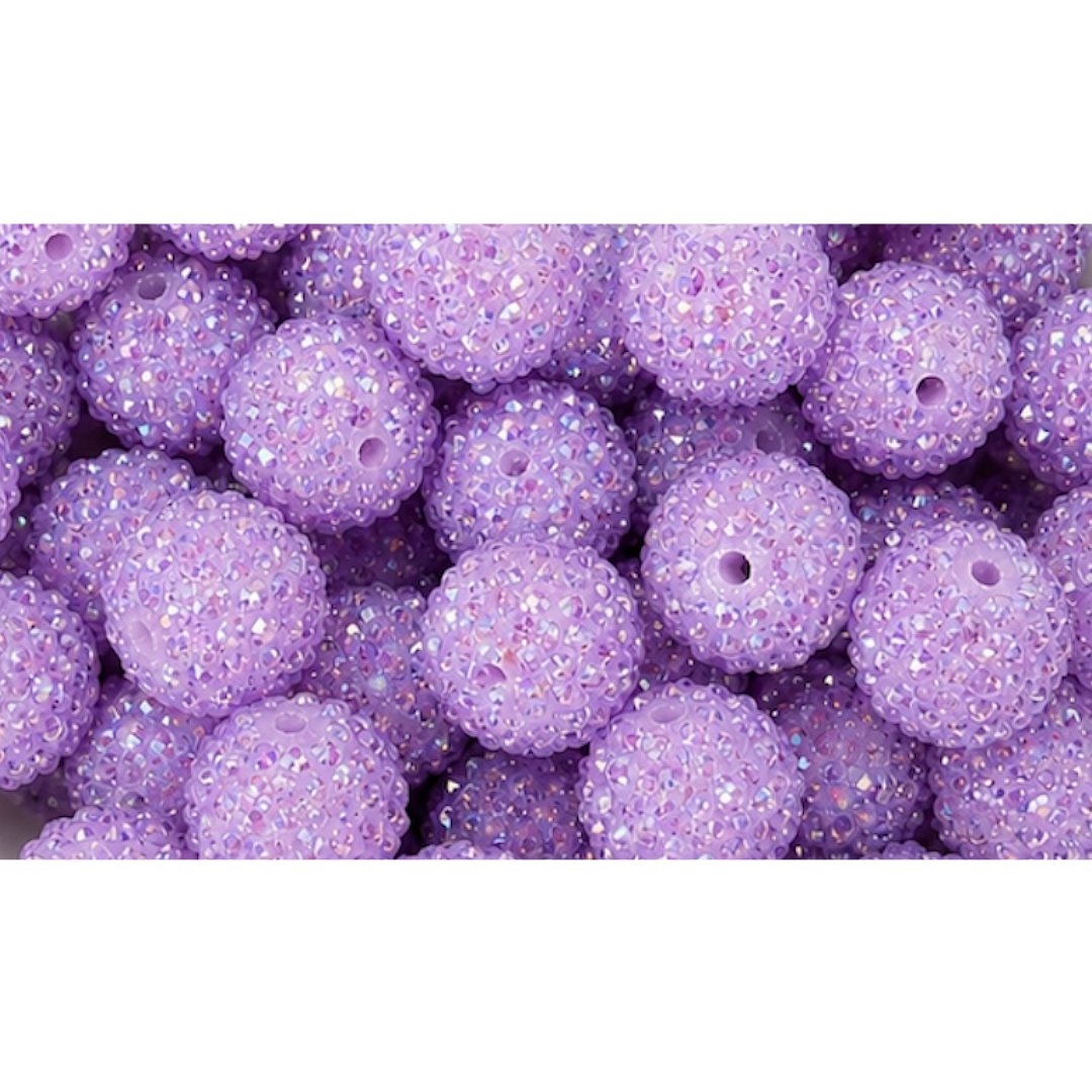 20mm Purple Rhinestone Acrylic Bead