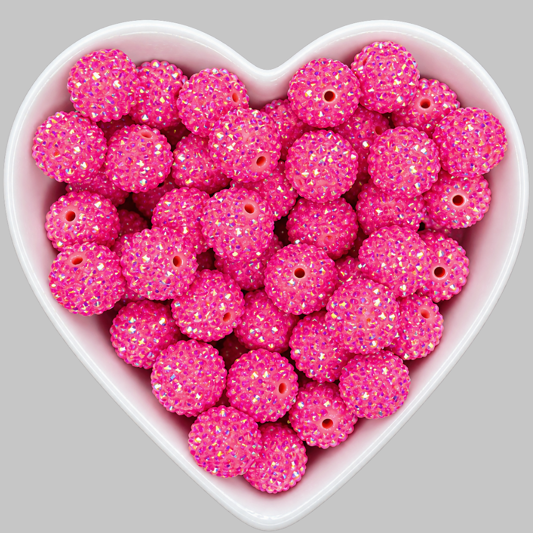 20mm Pink Rhinestone Acrylic Bead