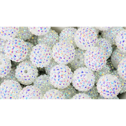 20mm White Rhinestone Acrylic Bead