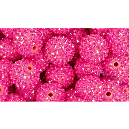 20mm Pink Rhinestone Acrylic Bead