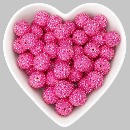 20mm Hot Pink Rhinestone Acrylic Bead