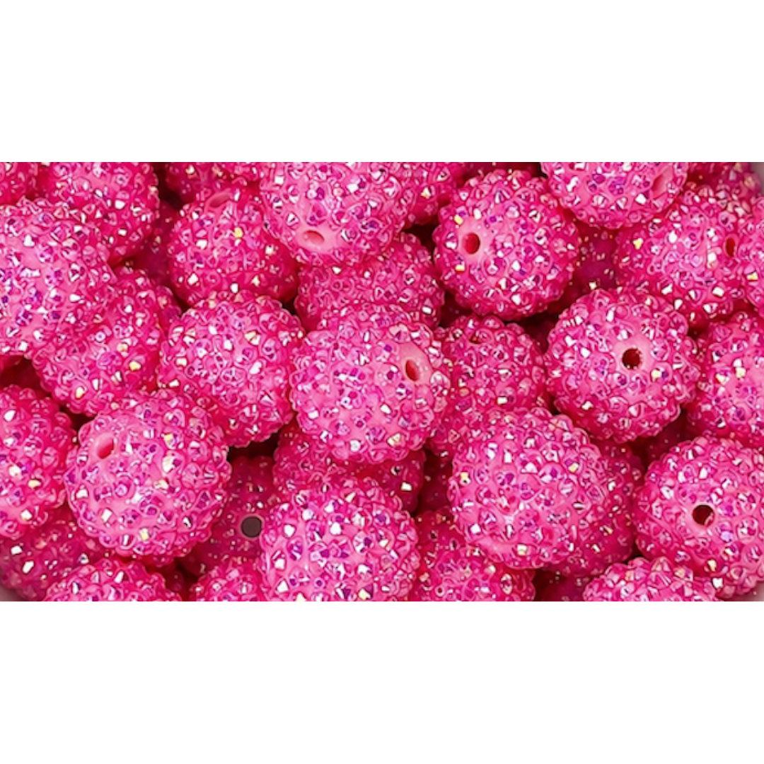 20mm Hot Pink Rhinestone Acrylic Bead