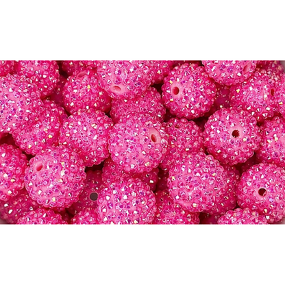 20mm Hot Pink Rhinestone Acrylic Bead