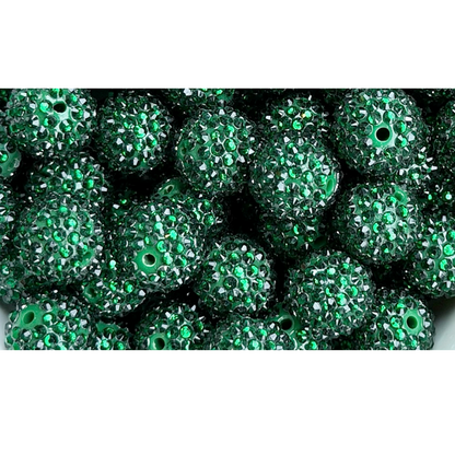 20mm Christmas Green Rhinestone Acrylic Bead