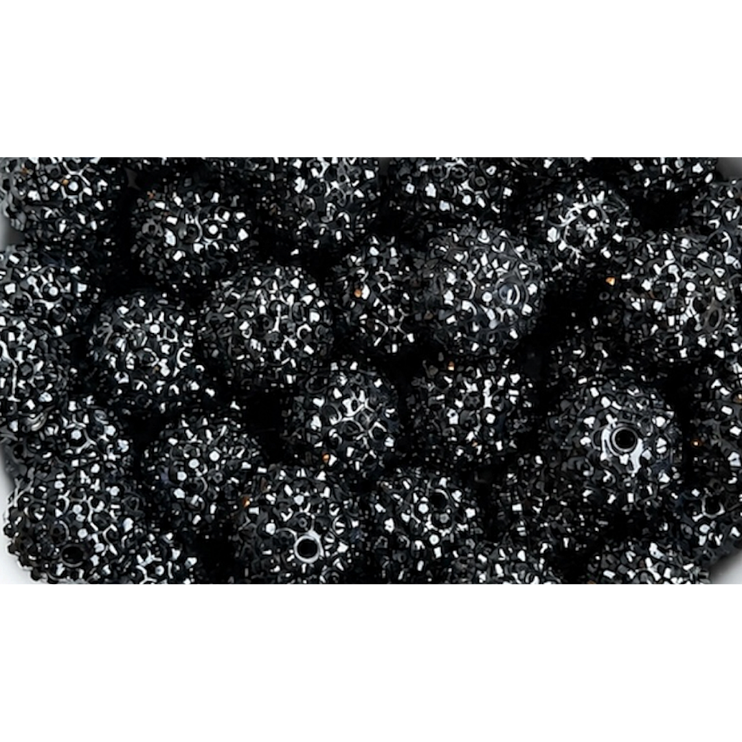20mm Black Rhinestone Acrylic Bead