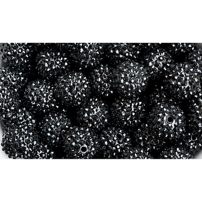 20mm Black Rhinestone Acrylic Bead