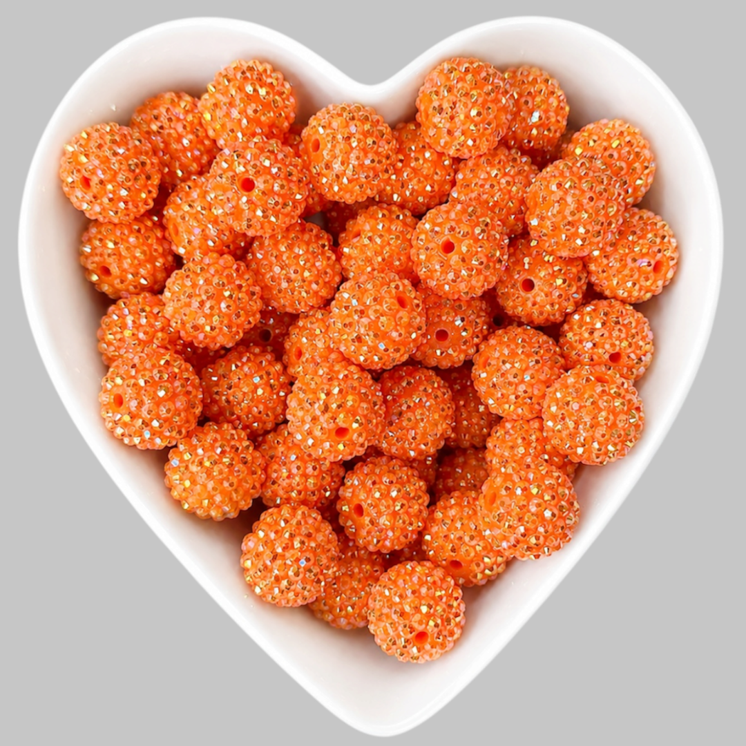 20mm Orange Rhinestone Acrylic Bead