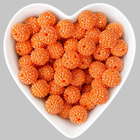 20mm Orange Rhinestone Acrylic Bead