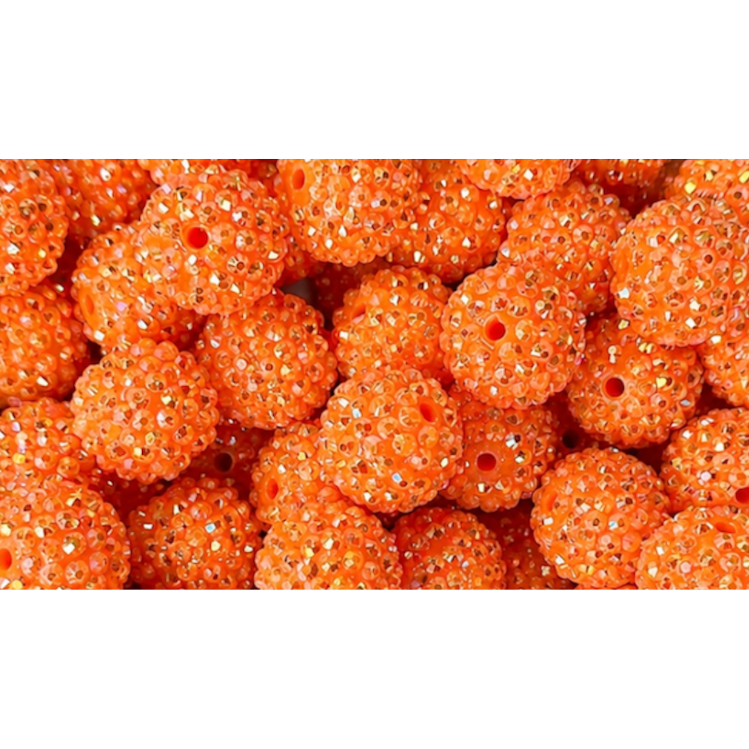 20mm Orange Rhinestone Acrylic Bead