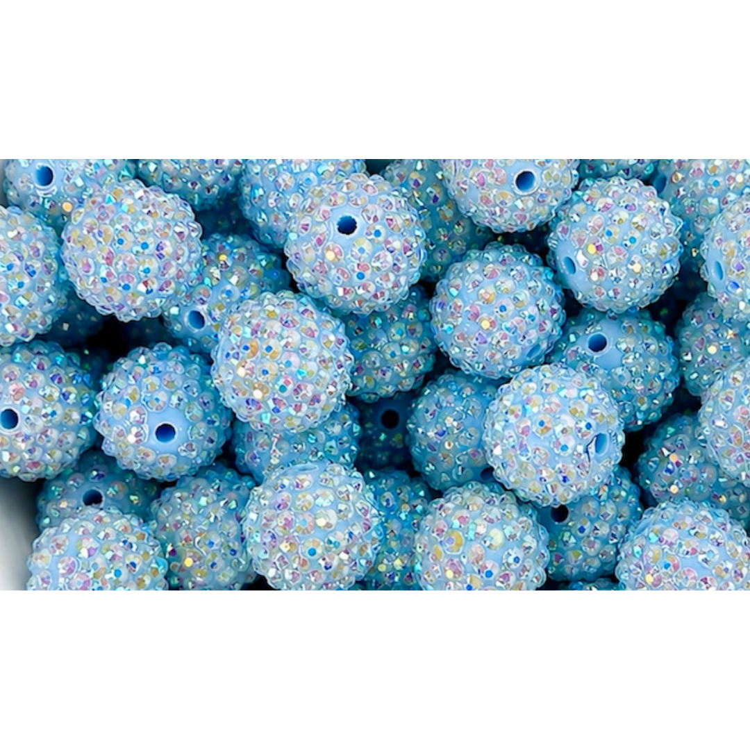 20mm Blue Rhinestone Acrylic Bead