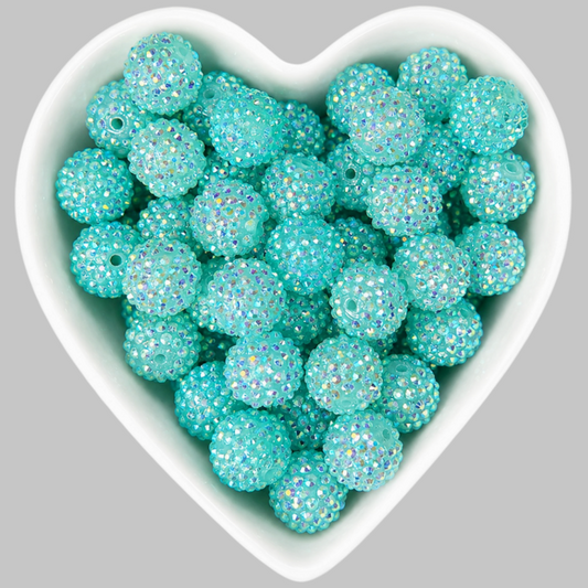 20mm Teal Rhinestone Acrylic Bead