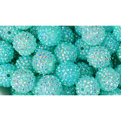20mm Teal Rhinestone Acrylic Bead