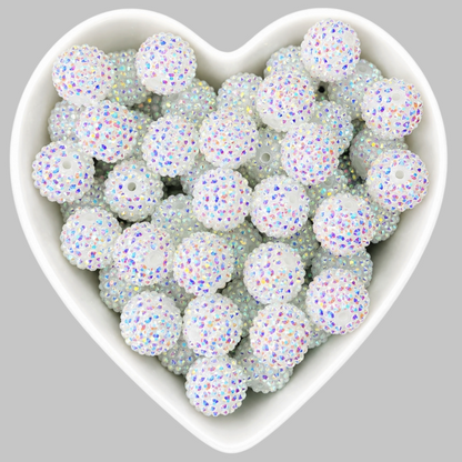20mm White Rhinestone Acrylic Bead