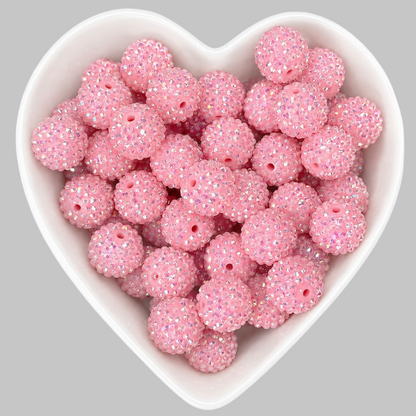 20mm Light Pink Rhinestone Acrylic Bead