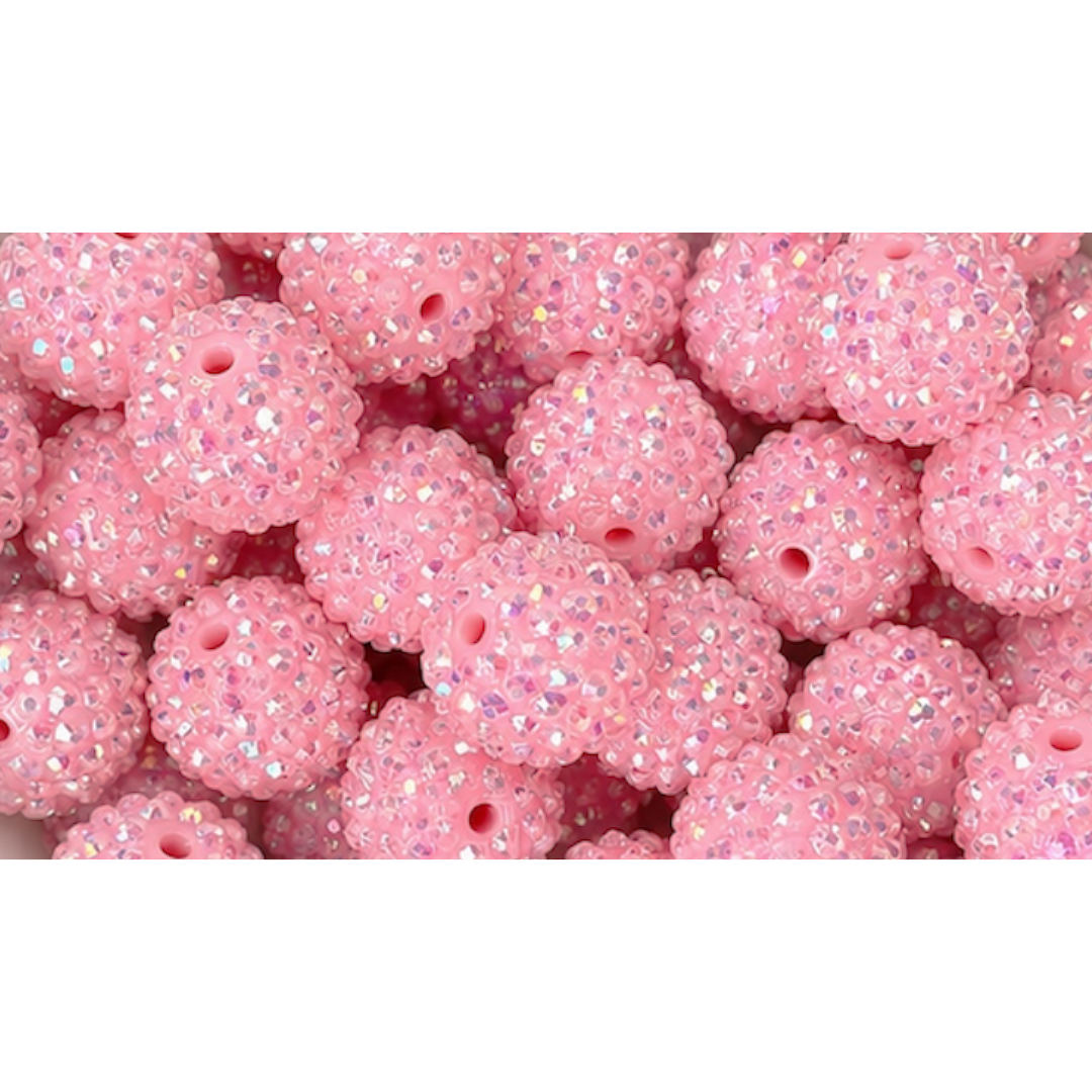 20mm Light Pink Rhinestone Acrylic Bead