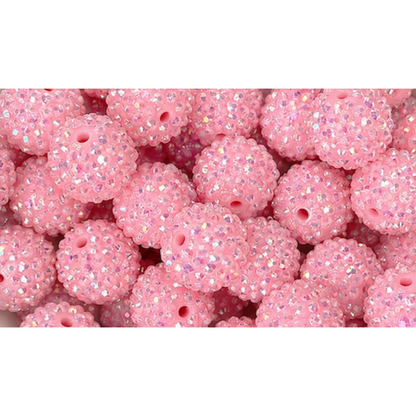 20mm Light Pink Rhinestone Acrylic Bead