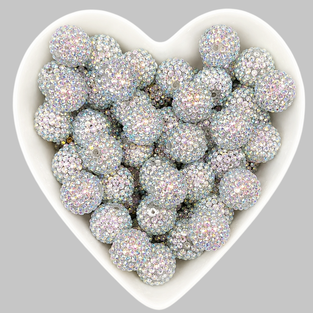 20mm Silver AB Rhinestone Acrylic Bead
